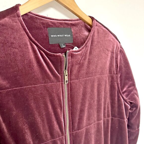 Who What Wear Quilted Velvet Coat - Picture 3 of 8